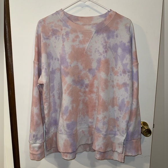 Women’s Pink & Purple Tie Dye Sweatshirt Top - Time & Tru - Size Large - Picture 1 of 3